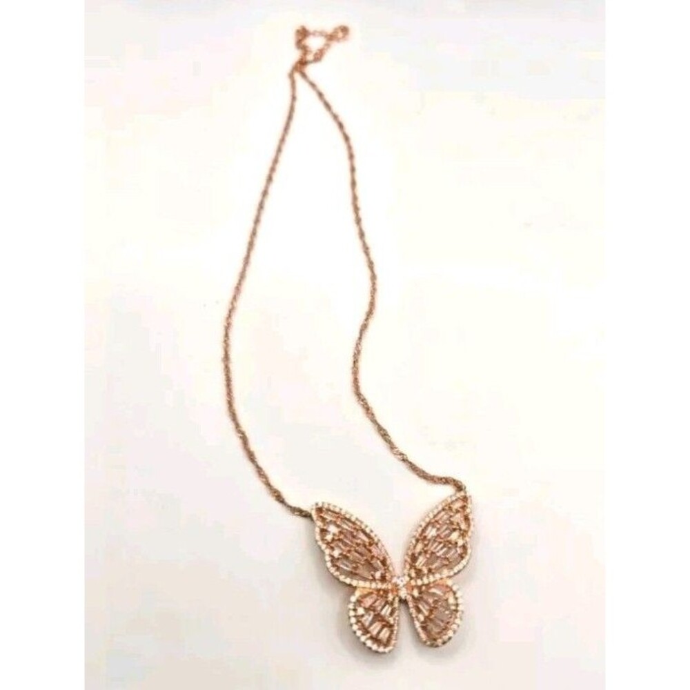 Rose Sterling Silver Cubic Zirconia Butterfly Necklace *Nordstrom*